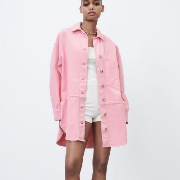 Zara Overshirt Shaket in Bubble gum - Picture 1 of 4